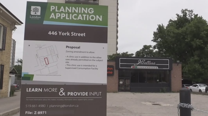 The proposed location of a permanent safe injection site is seen in London, Ont. on Friday, July 12, 2019. (Daryl Newcombe / CTV London)