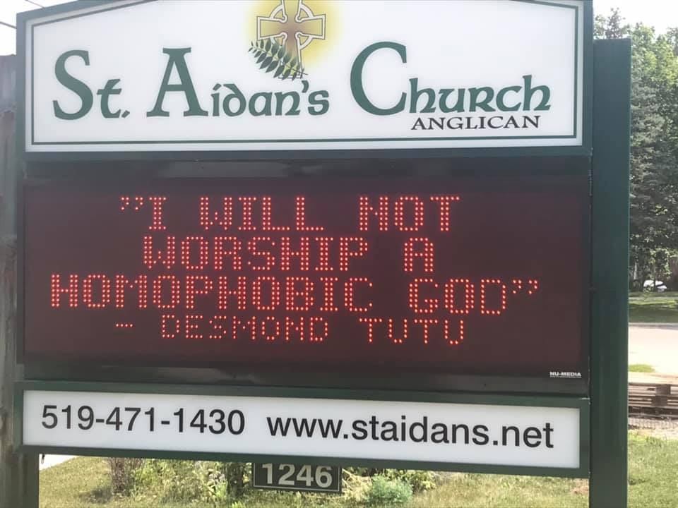 Sign at St. Aidan's Church