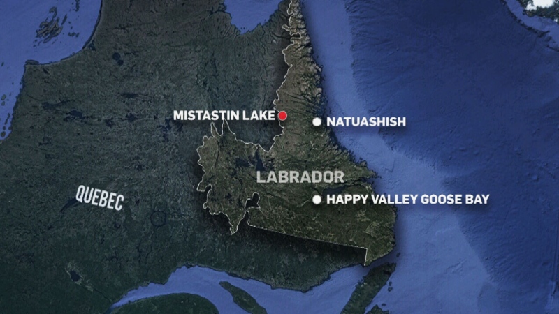 This map shows where an Air Saguenay aircraft is believed to have crashed in northern Labrador.