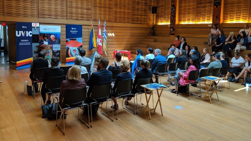 Speaking to a crowd in the First Peoples House at the University of Victoria, Health Minister Ginette Petitpas Taylor said the investment represents reconciliation in health. (CTV Vancouver Island)