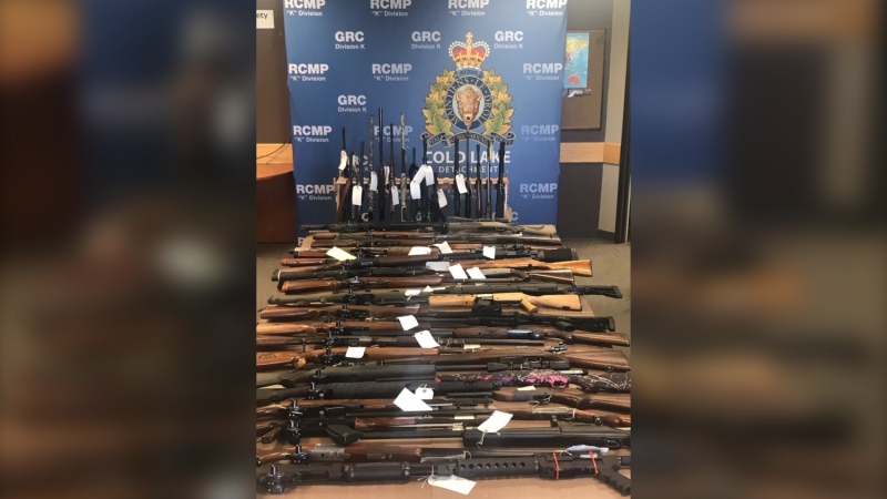 Mounties near Cold Lake seized more than 50 firearms. (RCMP)