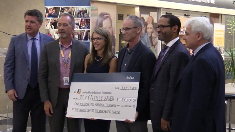 Rick and Shelley Baker donate to LHSC to establish the new Baker Centre for Pancreatic Cancer in London, Ont. on Wednesday, July 17, 2019. (Celine Moreau / CTV London)