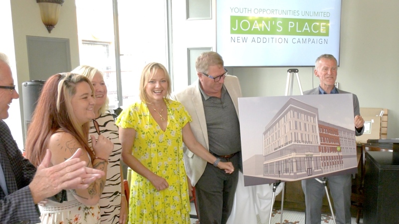 Plans for Joan's Place, which would support youth, young moms and moms-to-be, are unveiled in London, Ont. on Thursday, July 18, 2019. (Marek Sutherland / CTV London)