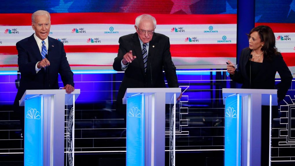 Joe Biden, Bernie Sanders and Kamala Harris