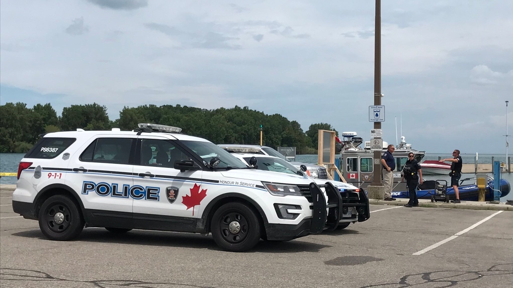 Windsor police at Lakeview Marina