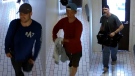 Three suspects sought in connection with flooding at 940 Commissioners Road East on July 10, 2019 are seen in this image released by the London Police Service.