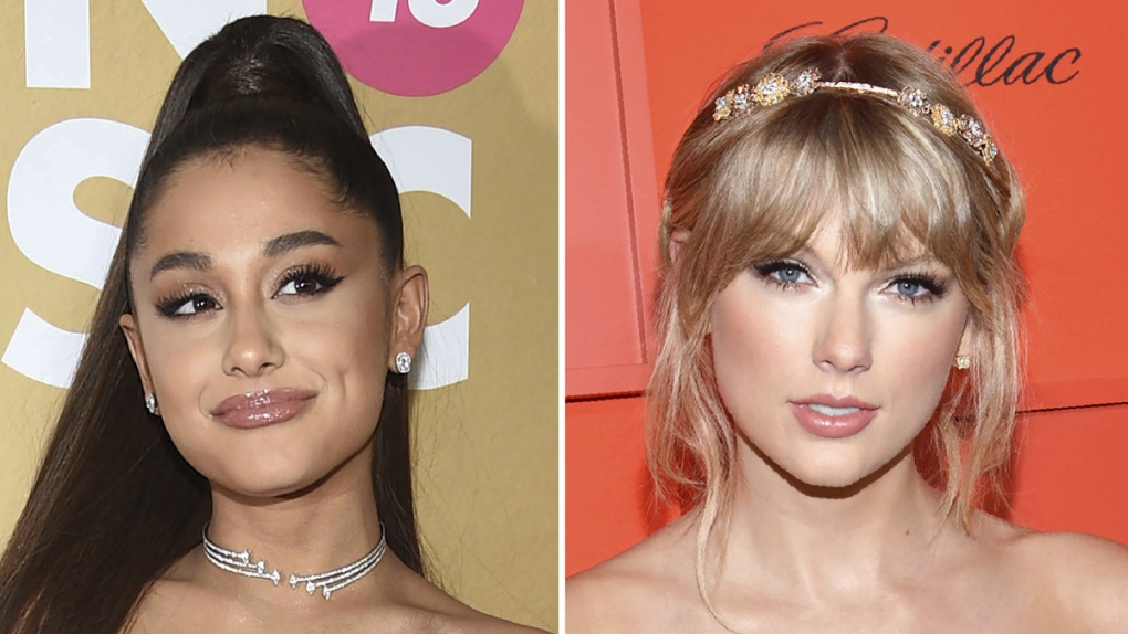 Ariana Grande, left, and Taylor Swift