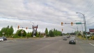 The intersection of Aulds Road at Island Highway in Nanaimo, where a new speed camera is now automatically ticketing offenders, is shown in this undated Google Maps image. (Google Maps)
