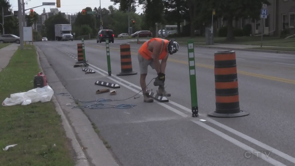 New separated bike lanes pop up in Kitchener
