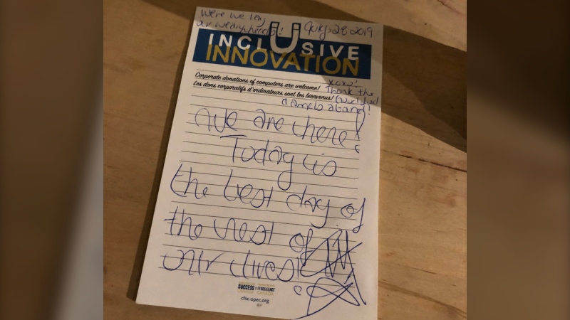 A Vancouver Island couple were left a note by the people who broke into their Airbnb in Edmonton on Sunday, July 28, 2019.