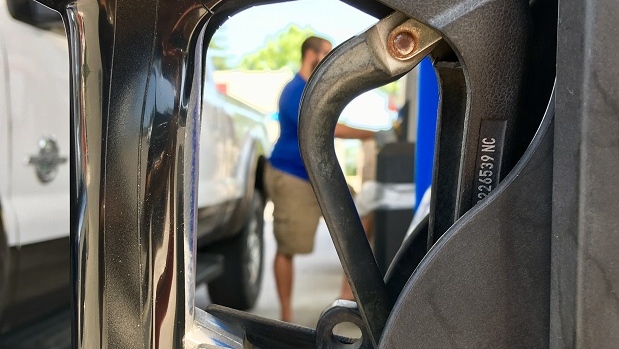 Gas pump pictured on Fri., Aug. 2, 2019 (KC Colby/CTV News)