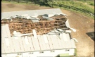 An aerial shot of a storm-damaged roof at the Royal Canadian Riding Academy in Newmarket on Friday, Aug. 21, 2009.