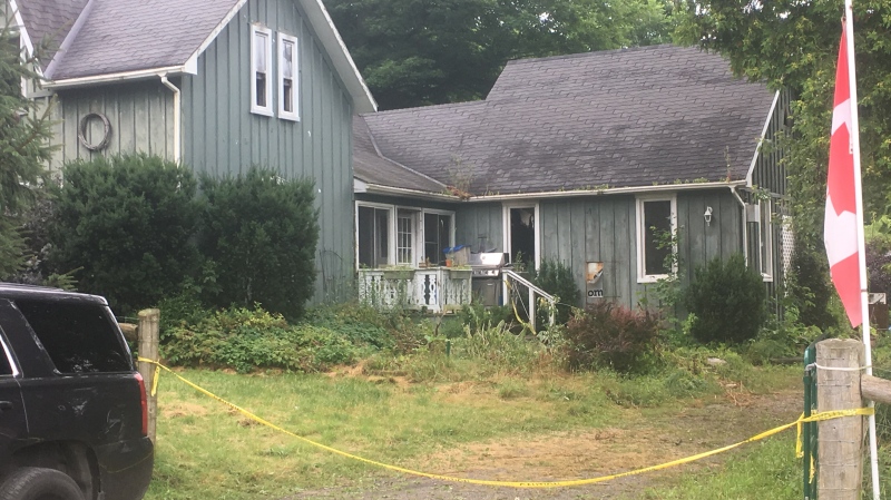 Damage to a home at 2071 Cockshutt Road is seen in Townsend, Ont. on Tuesday, Aug. 6, 2019 after a suspicious fire. (Jim Knight / CTV London)