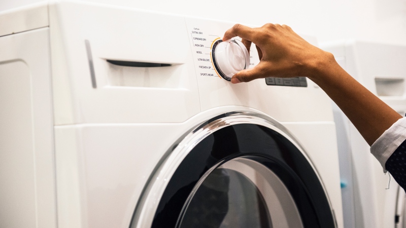 A front-loading washing machine is seen in this file image. (Pexels) 