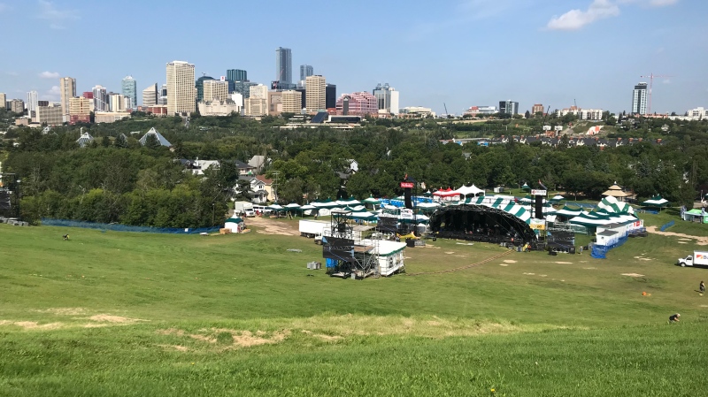 Set-up for the 2019 Edmonton Folk Music Festival. 