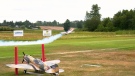 A plane takes a test run ahead of Victoria's Biggest Little Airshow, held Aug. 10-11 in Central Saanich. Aug. 9, 2019. (CTV Vancouver Island)