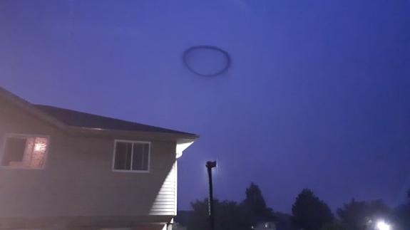 A smoke ring is seen over London, Ont. on Monday, Aug. 12, 2019. (Jennifer Shewan / Facebook)