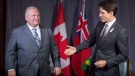 Prime Minister Justin Trudeau meets with Ontario Premier Doug Ford in Montreal on Thursday, December 6, 2018. THE CANADIAN PRESS/Paul Chiasson