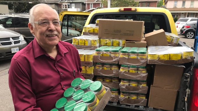 Rick Rose of Keller Williams Realty donated $2,700 in food to the Downtown Mission on Wednesday, Aug. 14, 2019. (Michelle Maluske / CTV Windsor)