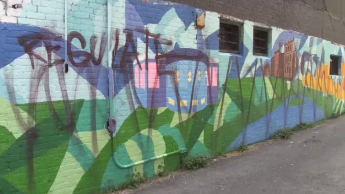 Graffiti in alley Blowers street