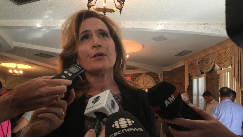 Sandra Pupatello announces she is seeking the federal Liberal nomination for a riding in Windsor, Ont., on Friday, Aug. 16, 2019. (Ricardo Veneza / CTV Windsor)