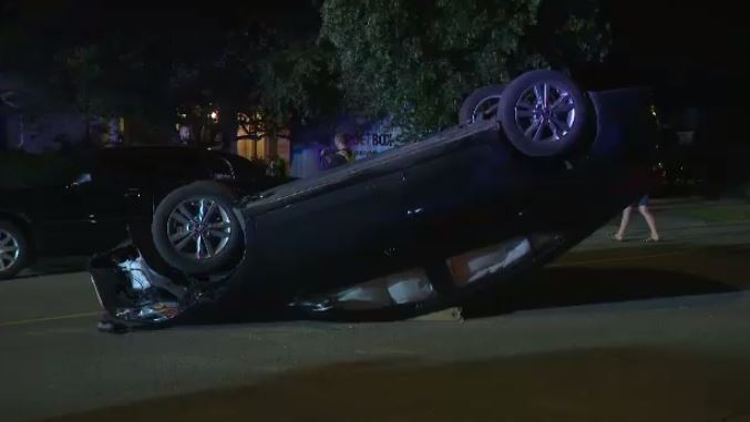 Car ends up on roof after crash in Kitchener