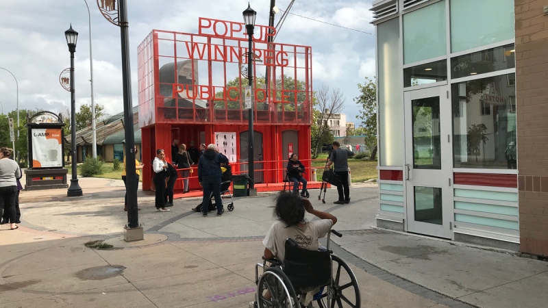 CTV News Winnipeg file image of the pop up toilet taken in August 2019. 