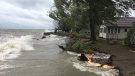 Waves near the homes on Erie Shore Drive in Chatham-Kent, Ont., on Tuesday, Aug. 27. (Chris Campbell / CTV Windsor)