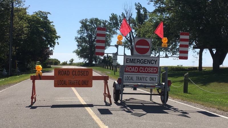 Erie Shore Drive remains closed during a State of Emergency in Chatham-Kent, Ont., on Wednesday, Aug. 28, 2019. (Chris Campbell / CTV Windsor)