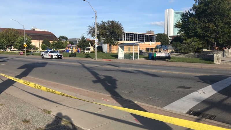 Windsor police are investigating a report of a stabbing on Wyandotte Street East in Windsor, Ont., on Friday, Aug. 30, 2019. (Chris Campbell / CTV Windsor)