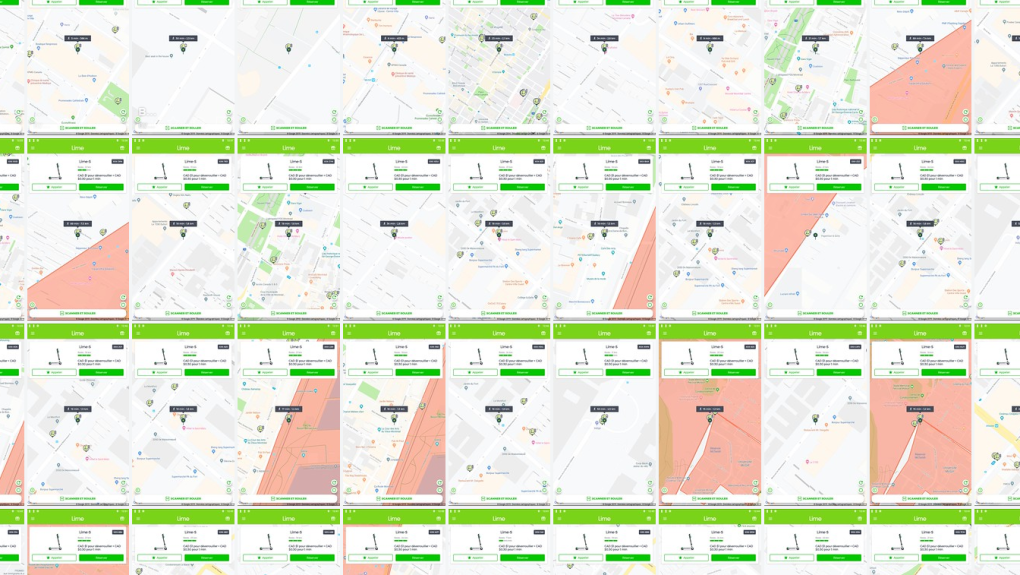 Map of illegally parked Lime Scooters