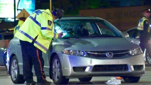 Edmonton police investigating a crash between a car and a bicycle on Yellowhead Trail and 127 Street.
