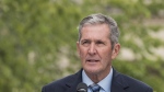 In this file image, Progressive Conservative party leader Brian Pallister announces that the provincial election is underway after a visit to the Lieutenant Governor on Monday August 12, 2019 in Winnipeg. THE CANADIAN PRESS/David Lipnowski