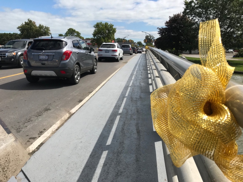 The Fight Like Mason Foundation is asking residents to put up gold ribbons in Belle River, Ont., on Wednesday, Sept. 6, 2019. (Michelle Maluske / CTV Windsor)