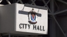 An entrance to Victoria city hall is shown: (CTV News Vancouver Island)