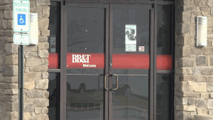 The front door of a BB&T bank in Pennsylvania is seen in this image. (WNEP) 