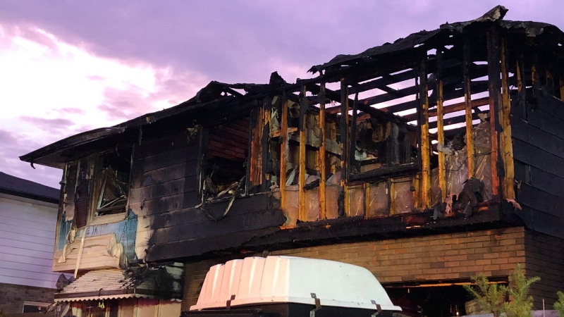 A home on Millbank Drive is left destroyed following a fire on Tuesday, September 10, 2019. (Justin Zadorsky / CTV London) 