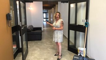 Jayce Carver of WE Trans Support shows off the agency's new space in Windsor on September 11, 2019. ( Alana Hadadean / CTV Windsor )