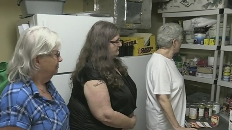 The 'Caring Cupboard' provides food for seniors within the community housing building where it's located in London, Ont. as seen on Friday, Sept. 13, 2019. (Bryan Bicknell / CTV London)