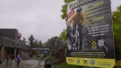 A new sign at the Frank Crane Arena is one of several throughout the city raising awareness about Nanaimo's bike-theft prevention program. (CTV Vancouver Island)