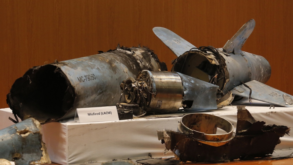Remains of what's described as an Iranian missile