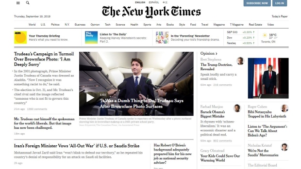 The New York Times on Trudeau photos