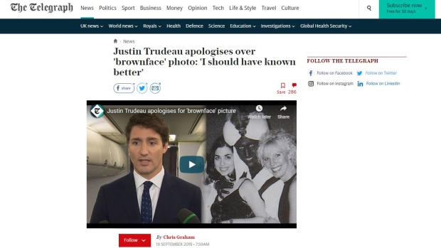 The Telegraph on Trudeau racist photos