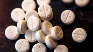 File photo shows 5-mg pills of Oxycodone. (AP Photo/Keith Srakocic, File)
