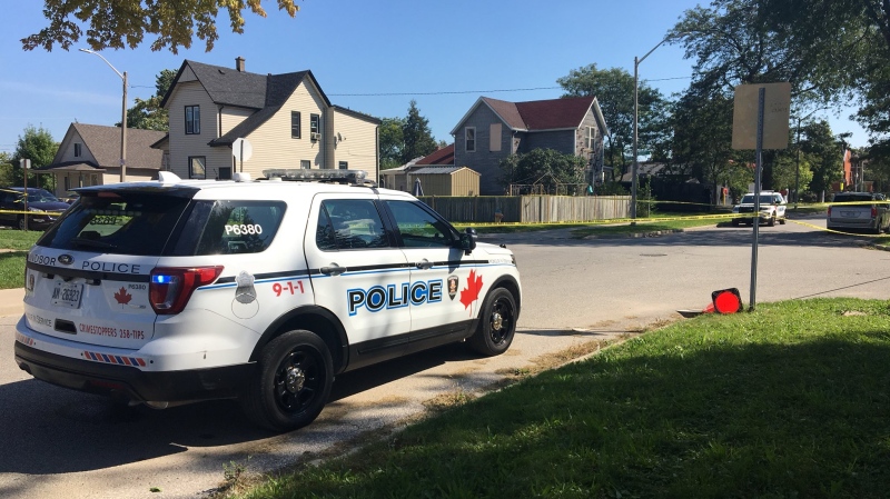 The Windsor Police Service investigates a stabbing incident in the area of Marentette Avenue and Brant Street on September 22, 2019. (Ricardo Veneza/CTV Windsor)