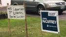 Sing on someone's front lawn in Kanata-Carleton threatening violence against Liberals.