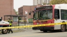 Fatal collision of a pedestrian and an OC Transpo bus in the area of Russell Rd. and Southvale Cres on Sept. 24, 2019. (CTV Ottawa)