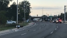 A tractor trailer and motorcycle collided on Huron Church Line in Windsor, Ont. on Tuesday, Sept. 24, 2019. (Angelo Aversa / CTV Windsor)
