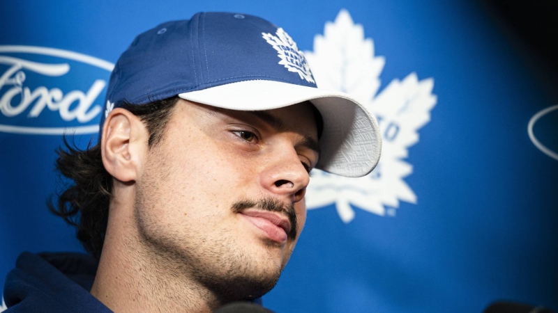 Toronto Maple Leafs centre Auston Matthews speaks to media in Toronto, on Thursday, September 12, 2019. THE CANADIAN PRESS/Christopher Katsarov