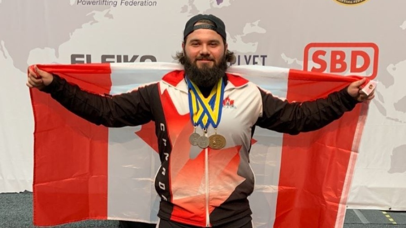 Luke Tremblay wins gold at the Commonwealth Powerlifting Championships in St. John's, Newfoundland. (Courtesy Luke Tremblay / Instagram)